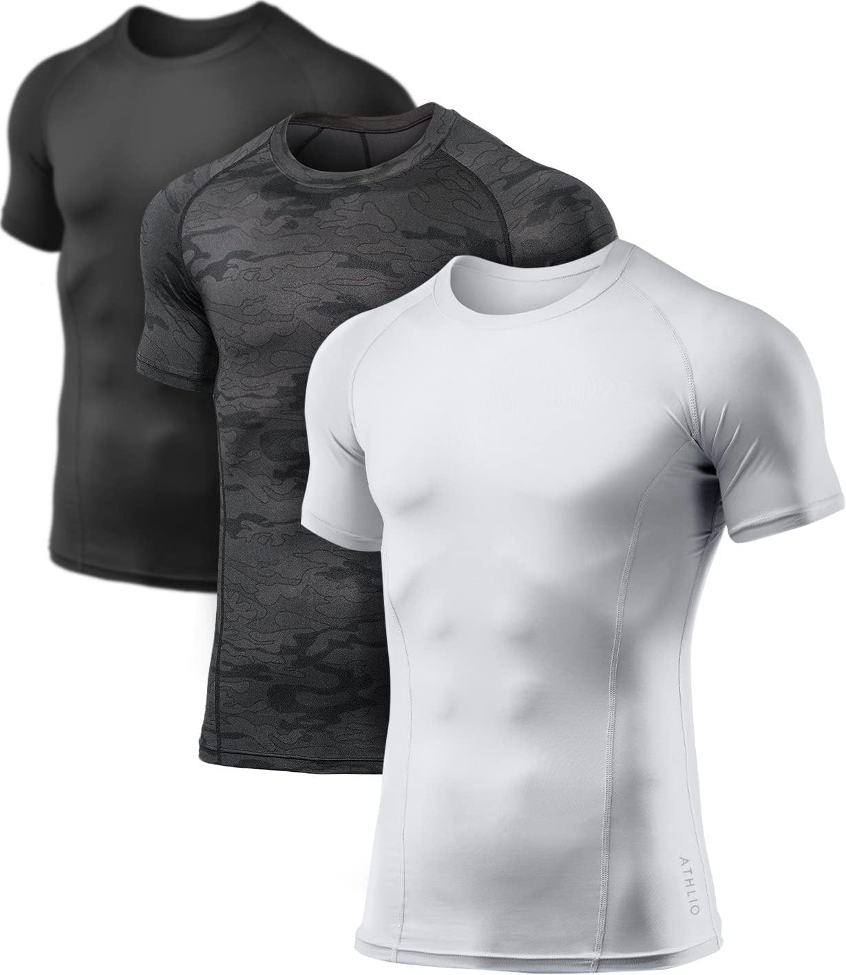 Men's Cool Dry Short Compression Shirts, Sports Baselayer T-Shirts Tops, Athletic Workout Shirt
