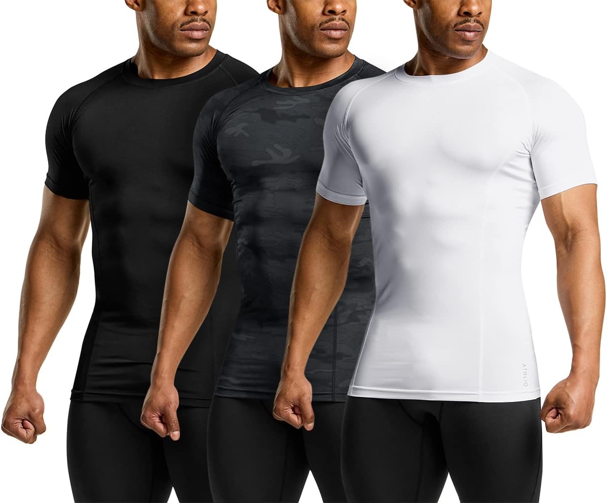 Men's Cool Dry Short Compression Shirts, Sports Baselayer T-Shirts Tops, Athletic Workout Shirt