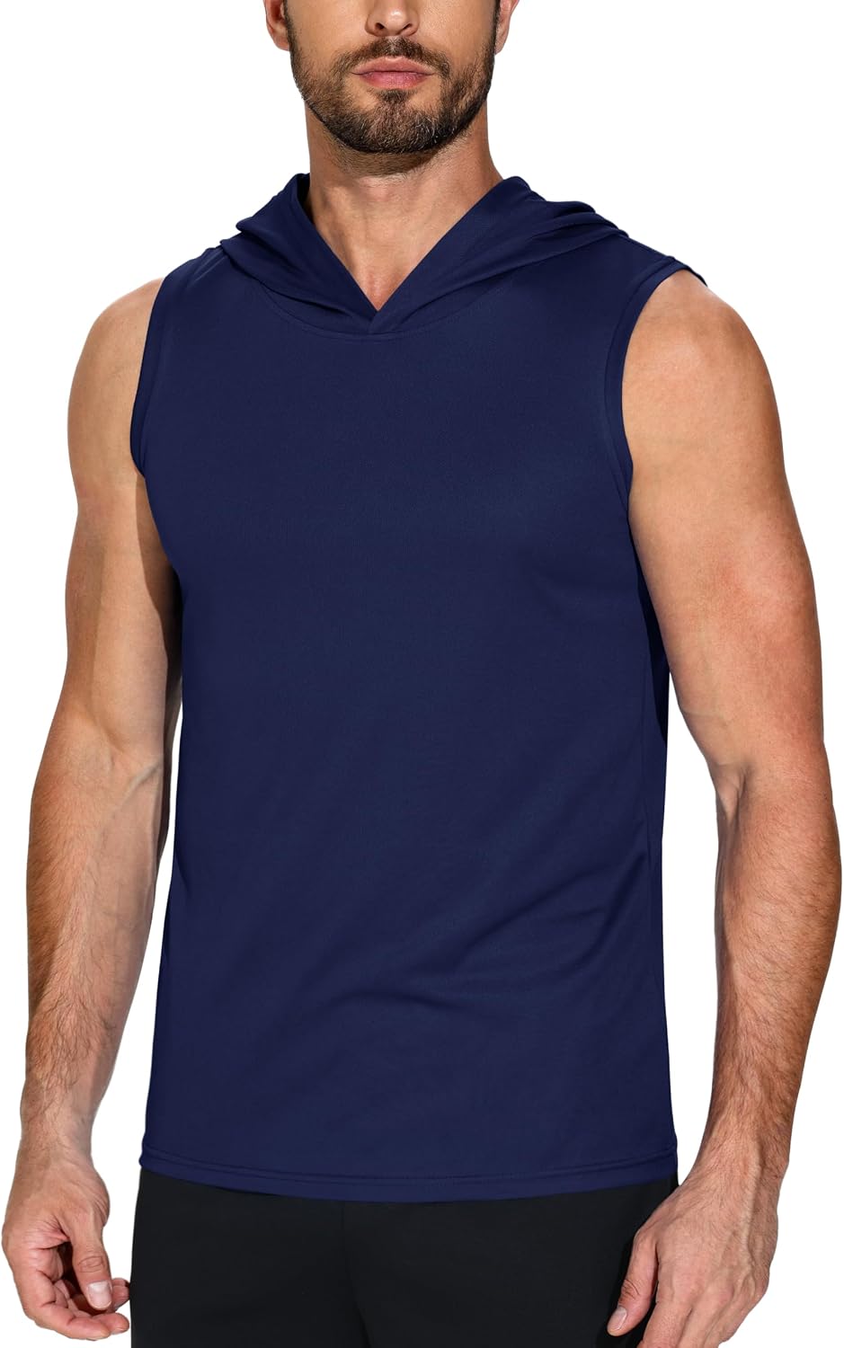 3 Pack Men's less Workout Hoodies Dry Fit Quick Dry T Shirts with Hoods Running Gym Muscle Hooded Tank Top