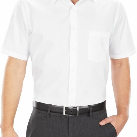 Men's Short Dress Shirt Regular Fit Poplin Solid