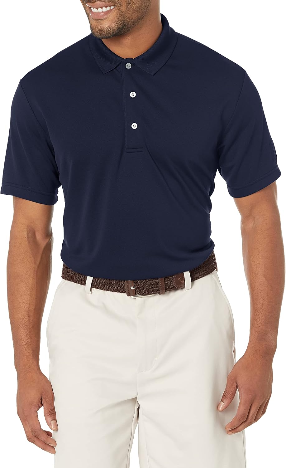 Men's Solid Mesh Short Golf Polo Shirt