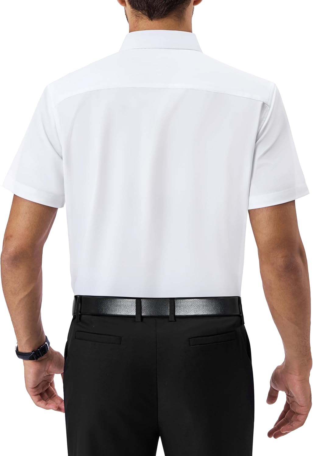 Mens Short Dress Shirts Regular Fit Stretch Wrinkle-Resistant Button Down Shirts